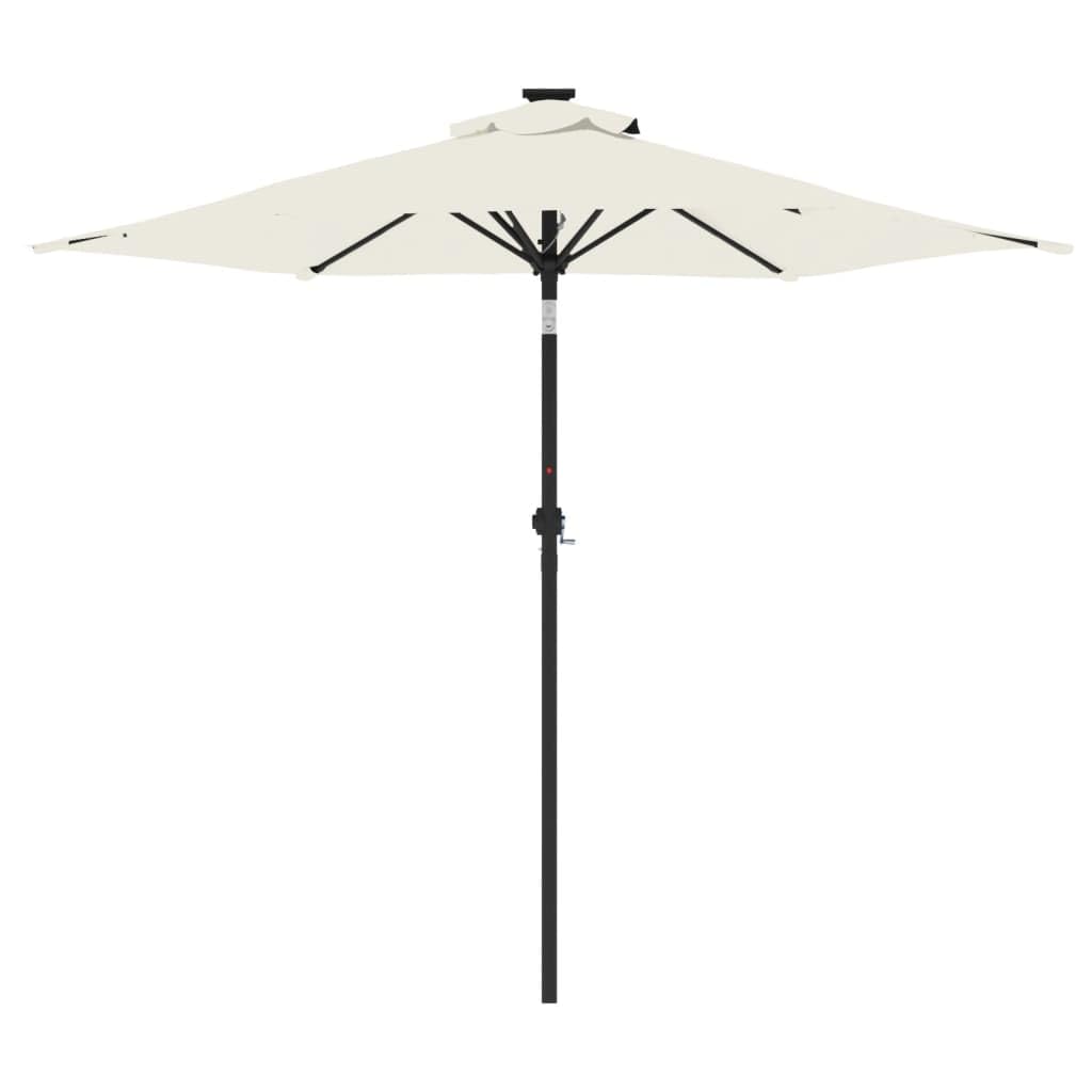 Homgoday Parasol przeciwsłoneczny ze stalowym masztem, parasol ogrodowy, na plażę, z korbą, ochrona przed promieniowaniem UV, uchylny, na taras, balkon, biały, 225 x 225 x 212 cm