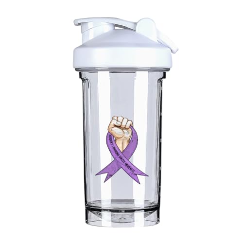 Hodgkin Lymphoma Cancer Awareness 18 Ounce Shaker Bottle Drink Mixer Leak-proof Pre Workout Protein Shakes Meal Replacement Shakes Bottles 500ML/18 Oz White-1-1