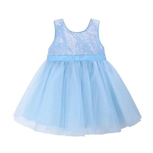 famuka Toddler Sequin Dress Little Girl Sleeveless Party Dress Summer Mesh Tulle Dress