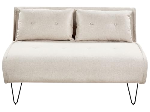 Beliani Canapé-lit Glam 2 Places avec Coussins en Tissu Polyester Beige Clair Vestfold