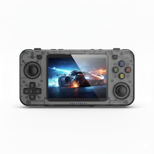 Genérico Consola retro de Juegos R36H Portátil,Compatible con +20000 Juegos, (PS1, GBC, GBA, NDS, PSP y Mas) Pantalla Calidad IPS,Version Horizontal mas ergonomica. Negro translucido