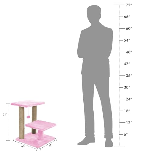 Image of Cat Tree with Multiple Levels and Scratching Posts (Pink FURR-17)