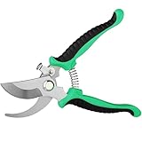 KIPSOME Pruner Garden Scissors Professional Sharp Bypass Pruning Shears Tree Trimmers Secateurs Hand Clippers for Garden Beak Scissors (Green)