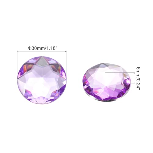 Diamantes acrílicos de 30mm morado claro con base plana 3