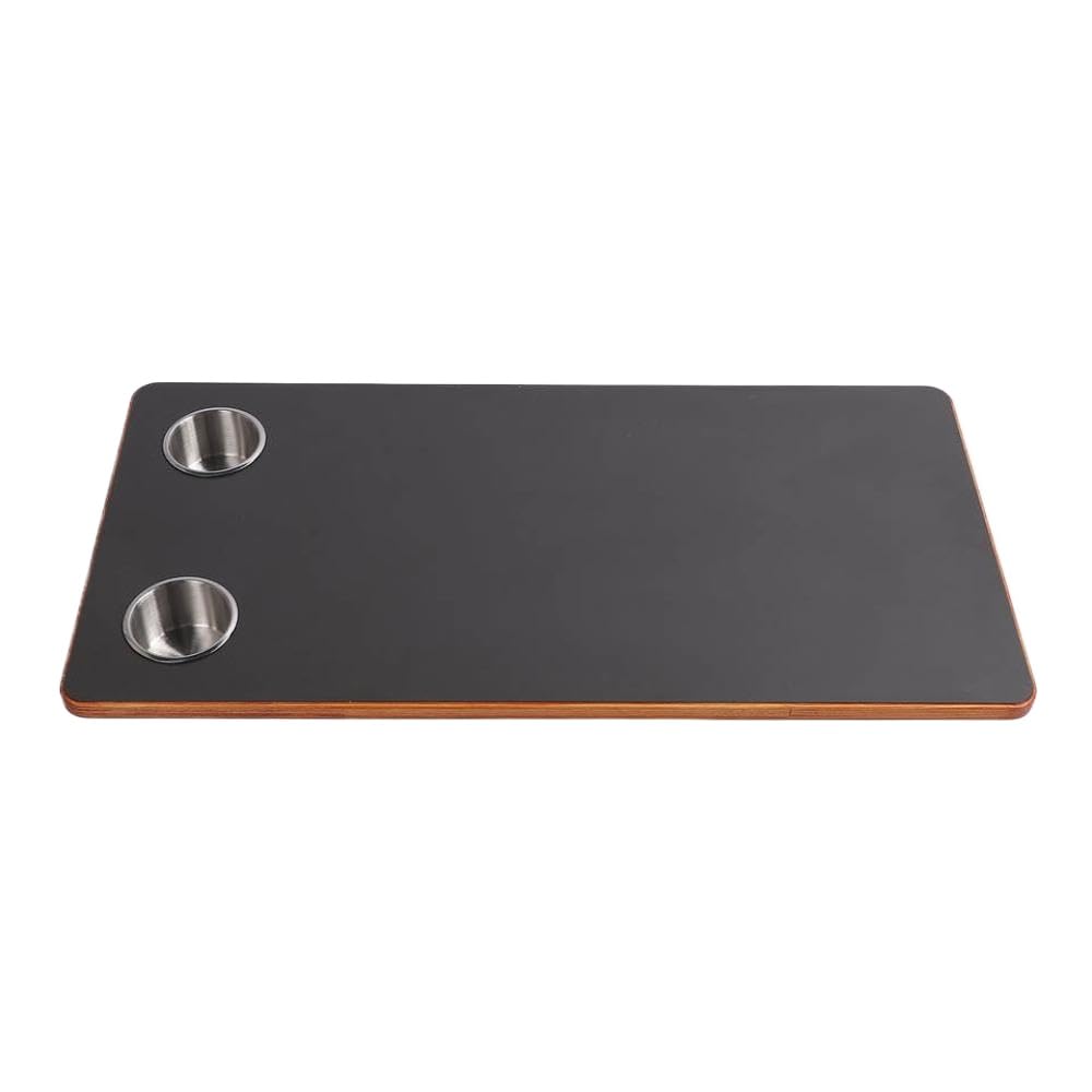 Tavolo da barca da 800 mm x 400 mm con 2 portate in acciaio inossidabile in legno nero compatibile con patio con patio di yacht