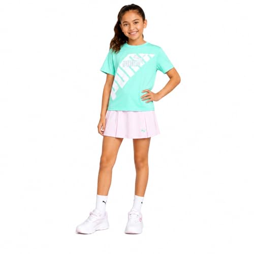 Image of PUMA Girls Athletic Skort Set - 2 Piece Workout Set Active Skirt with Shorts & Short Sleeve T-Shirt Girls Athletic Outfit