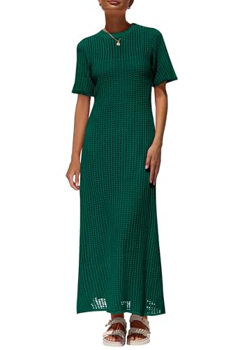 Image of PRETTYGARDEN Womens Eyelet Crochet Maxi 2 Piece Dress Sets