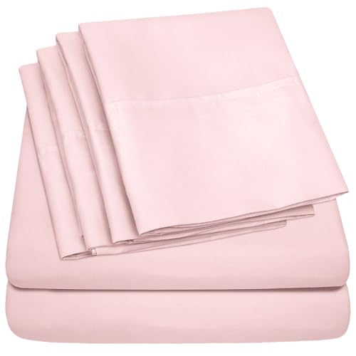 Twin Size Bed Sheets - 4 Piece 1500 Supreme Collection Fine Brushed Microfiber Deep Pocket Twin Sheet Set Bedding - 1 EXTRA PILLOW CASES GREAT VALUE Twin Pale Pink