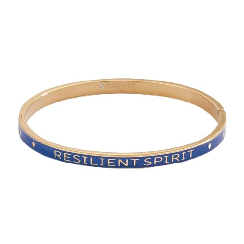 Alex and Ani Resilient Spirit Enamel Hinge Bracelet:Stainless Steel Gold:Blue