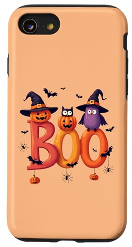 BOO mit Spinnen und Hexenhut Kürbis Fledermaus Eule Halloween Boo Hülle für iPhone SE (2020) / 7 / 8 BOO mit Spinnen und Hexenhut Kürbis Fledermaus Eule Halloween Boo Hülle für iPhone SE (2020) / 7 / 8
