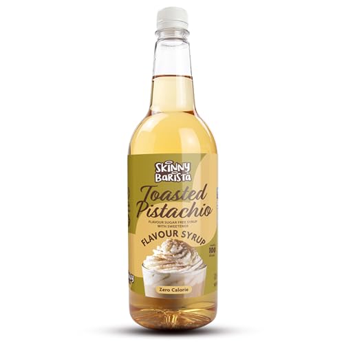 Skinny Barista Toasted Pistachio Syrup Zero Calorie 1L Sugar Free Syrup For Coffee Tea Hot Chocolate Shakes & Desserts Vegan-Friendly Gluten-Free & Fat-Free