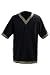 Men's Vintage Medieval V-Neck Shirt Pirate Warriors Costume Gothic Short Sleeves Viking Clothing (L, Black)
