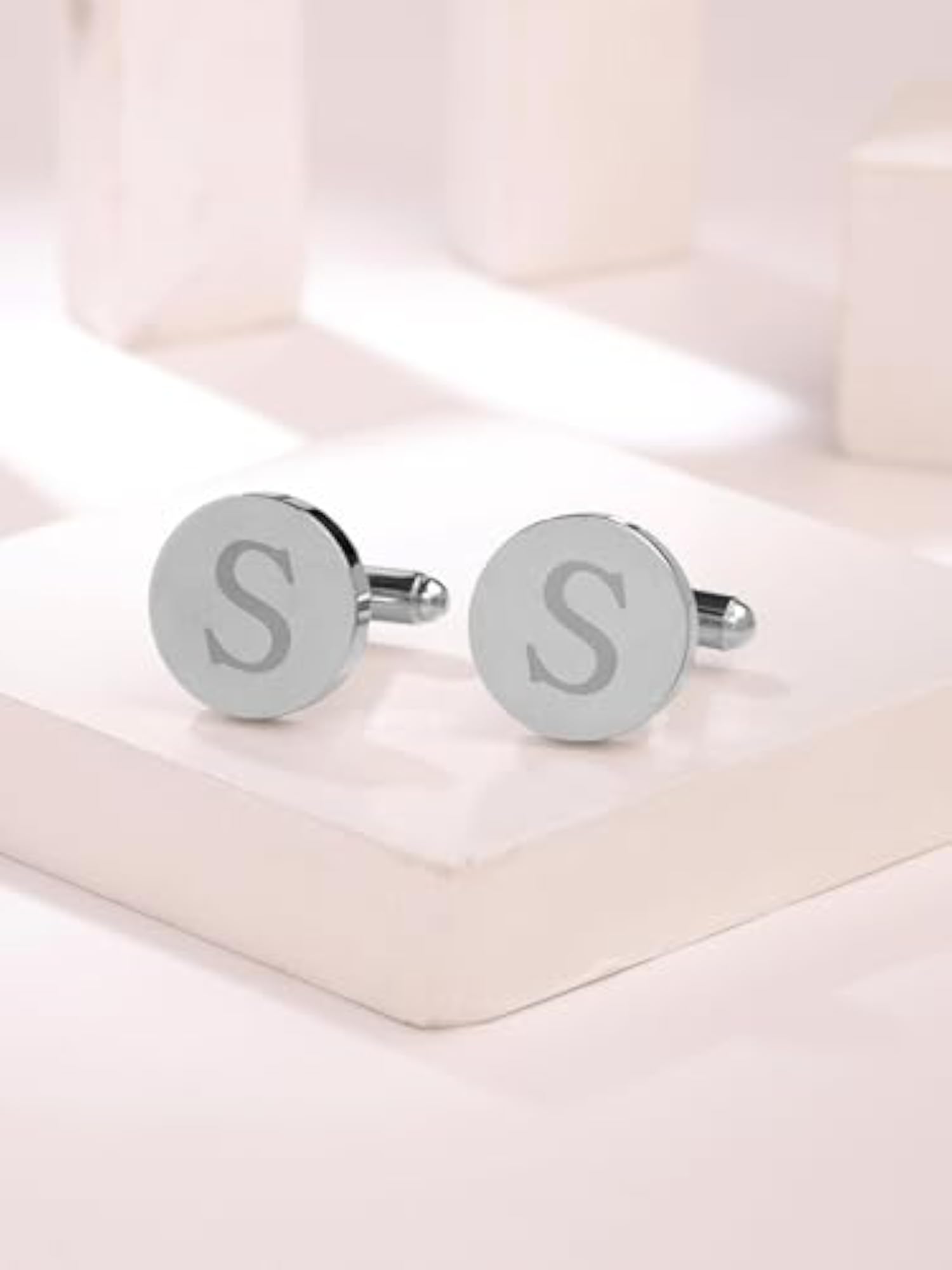 Men's Stainless Steel Alphabet Letters Statement Cufflinks, Unique Gift