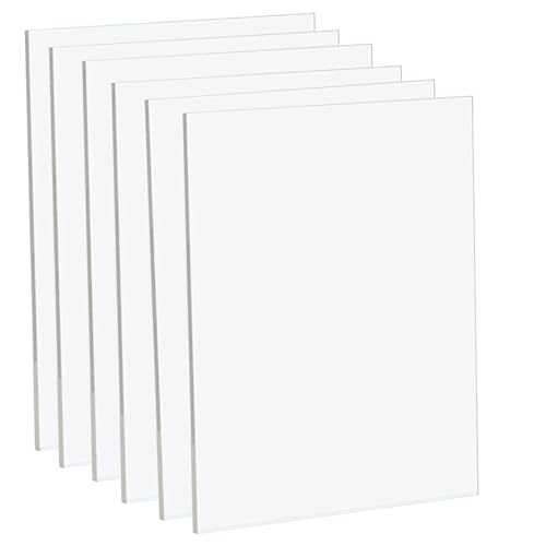 Lot de 6 feuilles en acrylique transparent A3 - 297 mm x 420 mm - 1 mm d'épaisseur - Panneaux en plastique acrylique transparent pour décoration, affichage, cadre photo, peinture