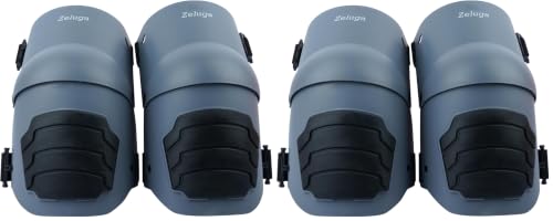 Image of Zeluga 15-396 Heavy Duty Knee Pads with Anti-slip Strong Double Straps, Ultraflex Work Knee Foam Padding Pads, Safety for Indoor and Outdoor Use, Gray /Black (Pack of 2)