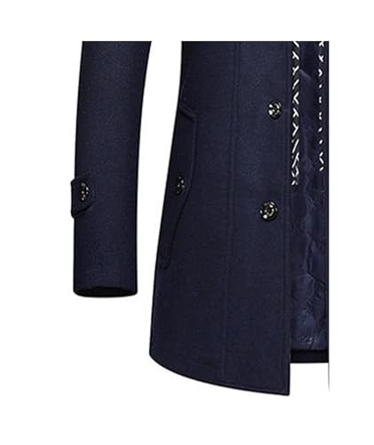 Image of SOMTHRON Men's Wool Blend Coat with Detachable Scarf or Iner Collar Single Breasted Pea Coat Warm Winter Trench Coat