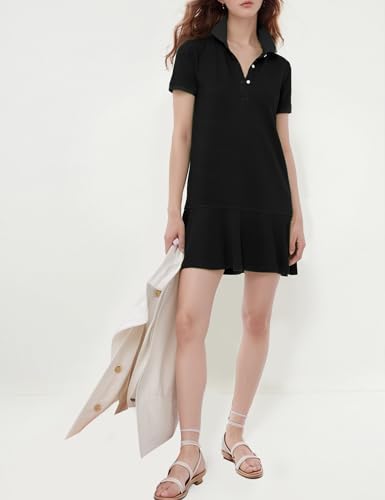 Image of Flygo Womens Polo Dress Summer Short Sleeve Ruffle T Shirt Dress