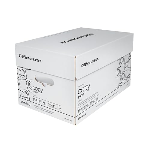 Office Depot White Copy Paper, 8 1/2in. x 11in., 20 Lb, 500 Sheets Per Ream, Case Of 10 Reams, 40402786