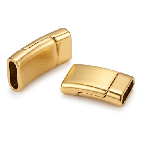 Image of Beadsnfashion 10 Pcs Flat Magnetic Clasps for Jewellery Making - 21x8mm, 6x3mm Hole Size, Gold Finish Magnetic Clasp for Bracelet & Necklace, Premium Jewelry Findings for DIY Crafting