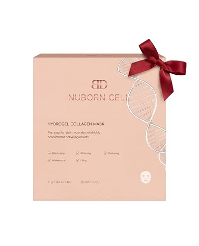 Nuborn Cell Hydrogel Collagen Mask | Hydrating Face Masks with Peptides & Hyaluronic Acid | Collagen Face Mask Overnight for Glass Skin | Face Masks Korean (4-Pack)