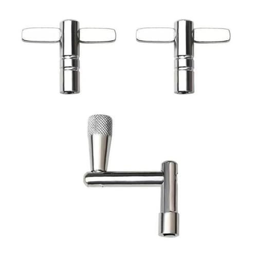 T/Z-Shaped Rocker Drum Tuning Key, Silvery, Quick Disassembly & Installation for Snare Drum, Universal Drum Kit Wrench (2T 1Z)