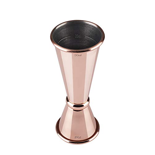 Buddy´s Bar - Barmaß, 2,5 cl / 5 cl Doppelmaß, Innenmaße 1,5 cl / 3,5 cl, hochwertiges Barmaß, lebensmittelecht, Jigger zum Abmessen von Zutaten für Cocktails, Kupfer poliert