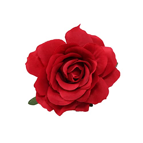 Broche Sisadodo con flores rojas para el cabello y tocado - Accesorios grandes para mujeres, niñas, novia, boda miniatura 1