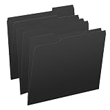 Black File Folders, 1/3 Cut Top Tab, Letter Size, Perfect for Organizing Documents in File Drawers, Box of 100