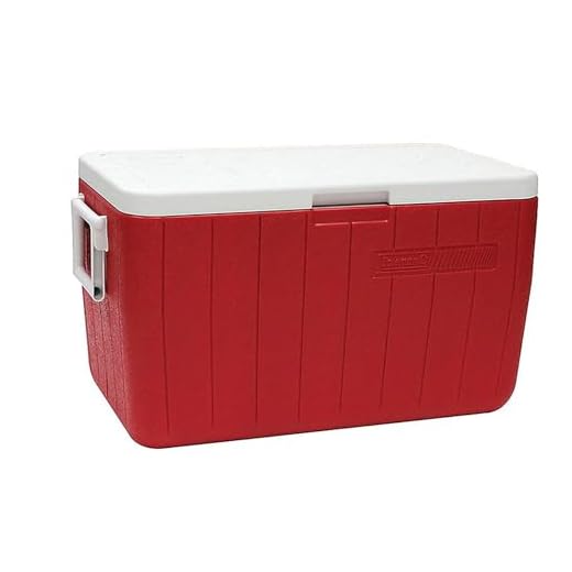 Coleman, Caixa Térmica 48 QT (45,4 L), 64 Latas 1 Coleman, Caixa Térmica 48 QT (45,4 L), 64 Latas, Vermelho