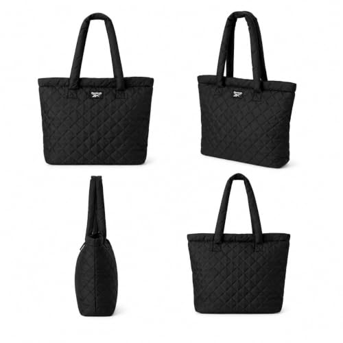 Image of Reebok Womens Tote Bag - Lightweight Carry On Puffer Quilted Tote Bag for Travel Work Travel and Daily Essentials