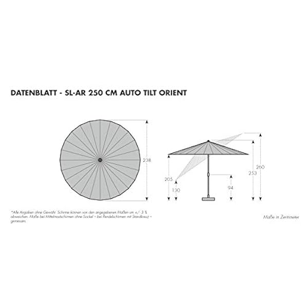 Doppler Aluminium Parasol Asia Look SL-AZ 250 Auto Tilt - Ideaal voor in de tuin - ca. 250 cm - Buigbaar - Antraciet
