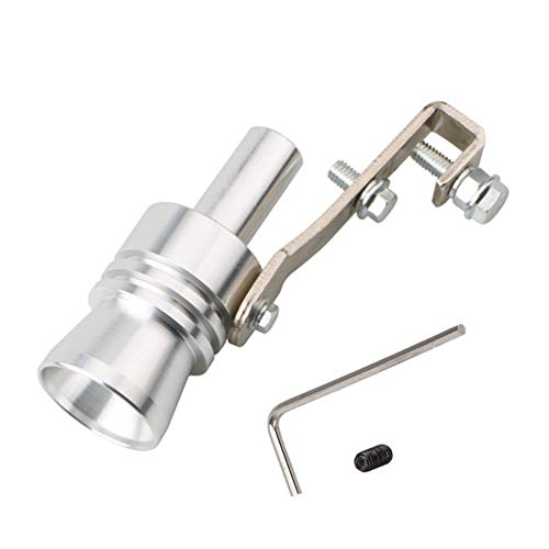 Exhaust Silencer Pipe Whistle Turbo,Aluminum Alloy Turbo Sound Whistle Exhaust Pipe Tailpipe BOV Blow-off Valve Simulator for Car Modifieding (11.5×3.5cm XL) Silver