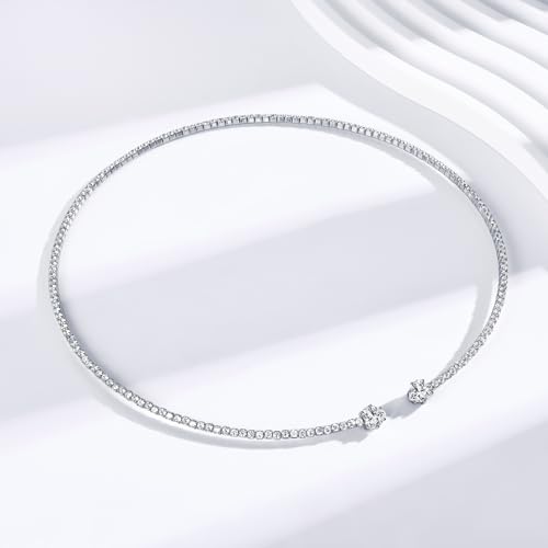 Heart Moissanite Cuff Chocker Necklace 1.6cttw D Color Moissanite 925 Sterling Silver Dainty Open Necklace for Women or Girlfriend Birthday Jewelry Gifts3