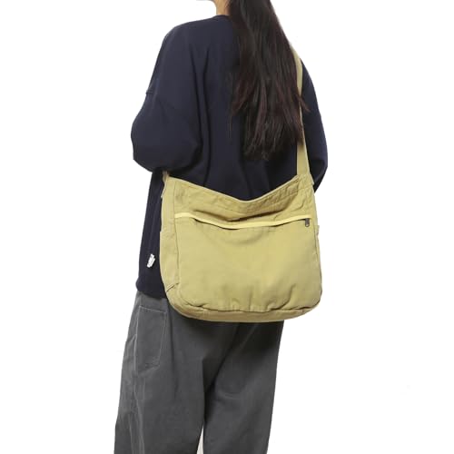 Image of Canvas Hobo Crossbody Shoulder Tote Bag for Women and Men Large Purse Messenger Bag Travel Work Shopping