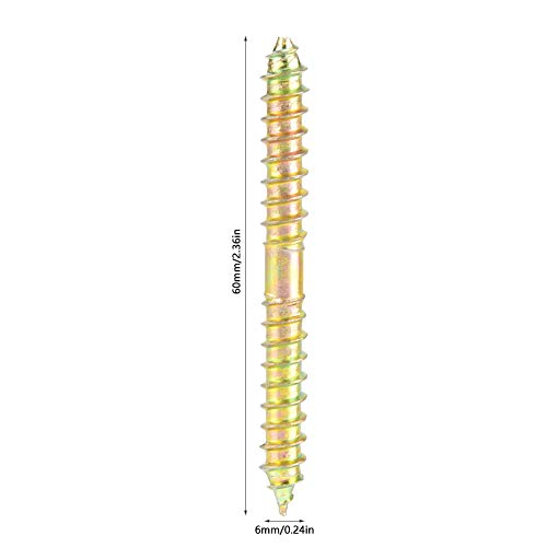 10pcs Double Head Ended Screws Self-tapping Thread Bolts for Furniture Fixing Dowel 6 * 60mm