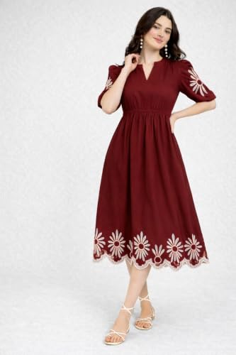 Image of JULEE Women's Rayon Embroidered Dress Butta Dress-BAC
