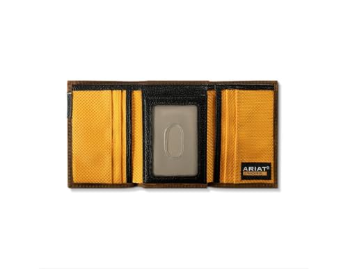 ARIAT Work Mens Trifold Wallet Patch Leather Brown A34000022