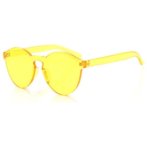 OLINOWL Rimless Thick Sunglasses Oversized Colored Transparent Round Eyewear Retro Eyeglasses for Women Men Cover