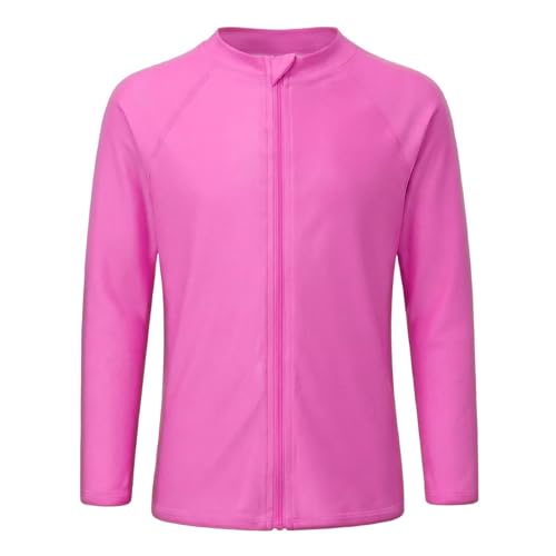 Image of Girls Swim Shirts, Long Sleeve Rash Guard Swimsuits with Full Zipper Sun Protection Bathing Suit Quick Dry Swimwear for Kids