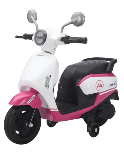 TCARAIWEN Scooter Électrique Enfant, Moto Électrique 6V pour Filles Garçons de 1-3 Ans, Mini Vélo Jouet avec Roues de Stabilisation, Musique & Phare (Rose)