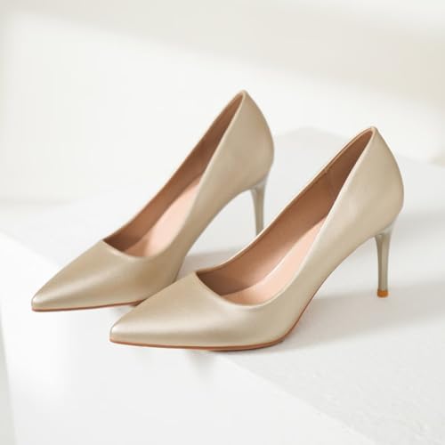 Image of Women's Low Kitten Heel Pumps Classic Fashion Dress Pumps Simple Heeled Shoes for Office Work