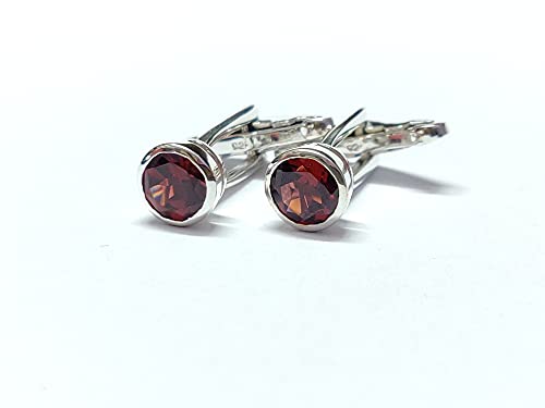 Mancuernillas artesanales de plata con granate redondo 7 mm 3 Ct miniatura 6