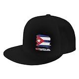 Vintage Cuban Cuba Flag Baseball Cap Flat Brim Snapback Hat Solid Black Casual Dad Trucker Cap Black Unisex