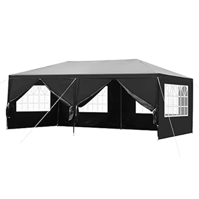 10x20FT Black Party Tent Outdoor Canopy Tent with 6 Removable Sidewalls Waterproof Wedding Events Tent UPF50+ Patio Camping Gazebo Shelter Tents for Parties, Holiday, Birthday, Graduation, BBQ