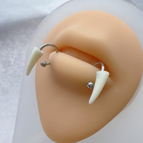 2Pcs 16G Vampire Fangs Lip Rings for Women Men Stainless Steel Snake Bite Jewelry Halloween Body Piercings Jewelry 8-12mm4