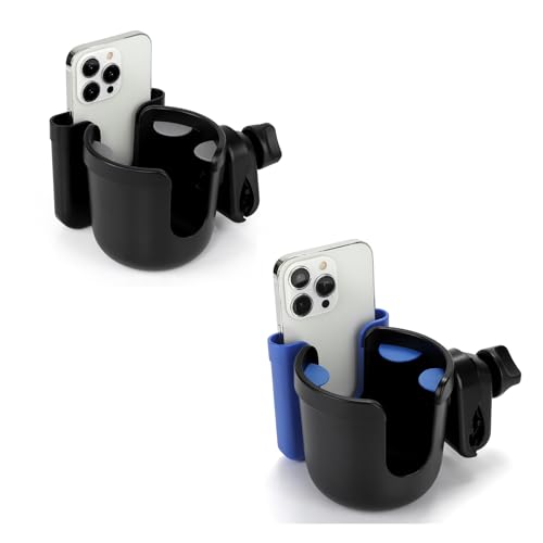 Image of Accmor 2-in-1 Wheelchair Cup Holder, Walker Cup Holder with Phone Holder, Universal Drinks Holder for Stroller, Rollator, Scooter, Walker, Wheelchair Accessory