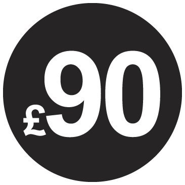 £ Black Price Stickers - 20mm, £90, 80 — image 1