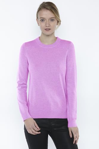 Image of JENNIE LIU Women's 100% Pure Cashmere Crew Neck Sweater, Tight Knit Cozy Soft Hand Washable Long Sleeve Pullover