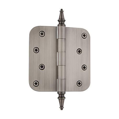 Image of Nostalgic Warehouse 746084 4 inch Steeple Tip Residential 5 /8 inch Radius Corners Door Hinge, Antique Pewter