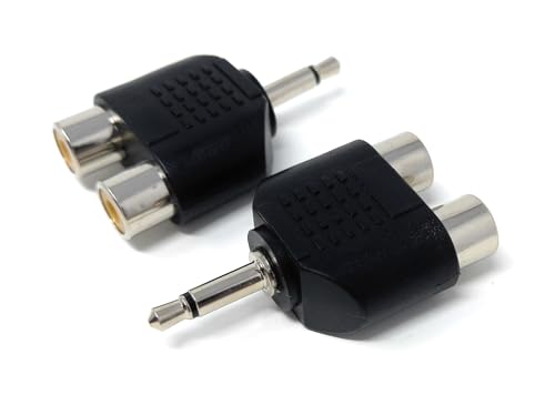 DRUT 2pcs. 3.5mm MONO Jack to 2 x RCA Female Phono Connectors Plugs Audio Video Cable Adapter, Black - Image 4